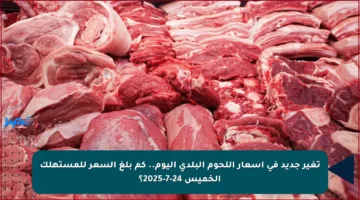 تغير جديد في أسعار اللحوم البلدي اليوم.. كم بلغ السعر للمستهلك الخميس 24-7-2025؟